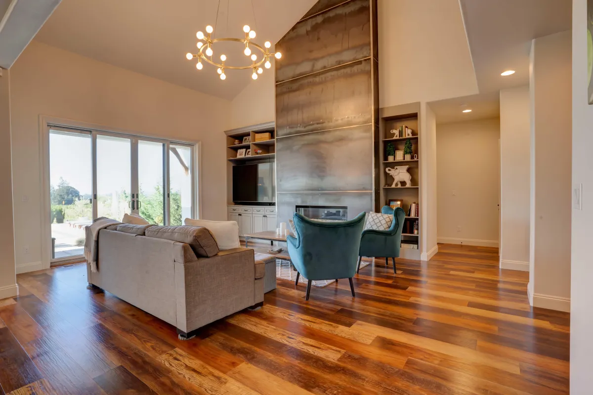 Spacious living room with vaulted ceilings
